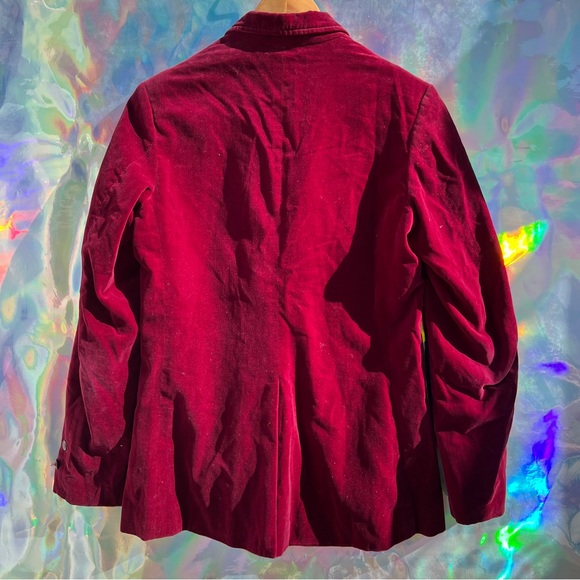 70s Maroon Velvet Slim Blazer - Picture 3 of 13